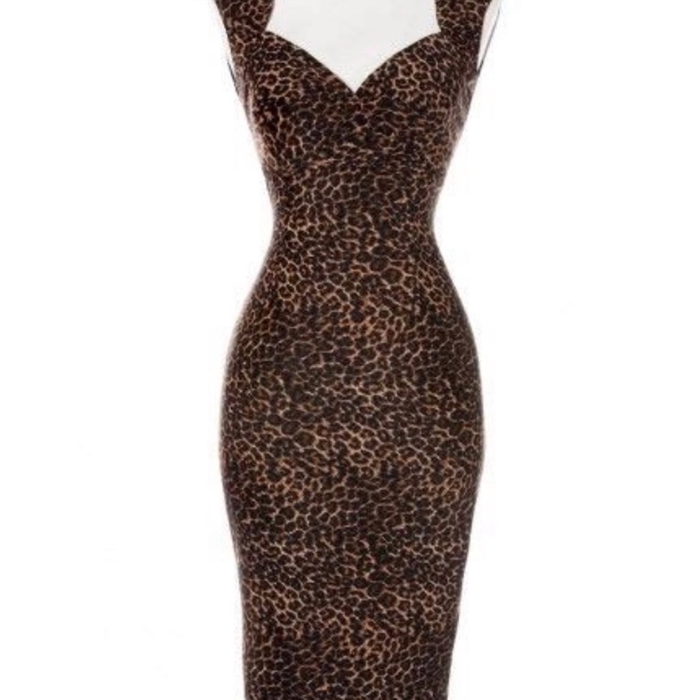 Pinup Girl Clothing Erin Wiggle dress in Leopard putting